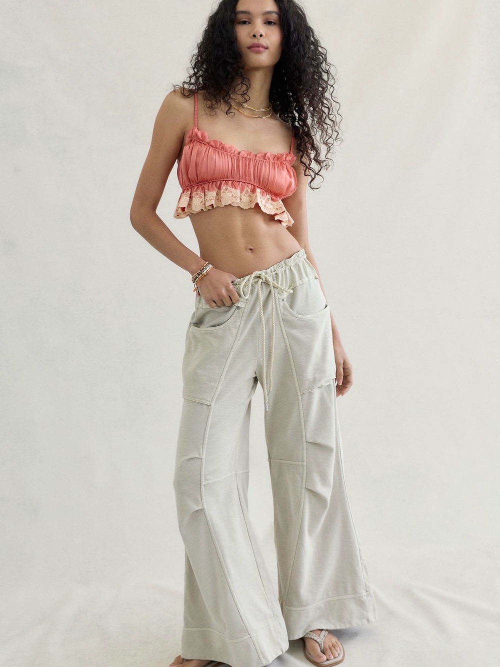 Sold Out NWT We The Free Sky Riser Knit Wide-Leg Pull On Pants